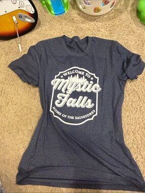 Mystic Falls Graphic Tee - Navy Short Sleeve Women’s Top Vampire Diaries